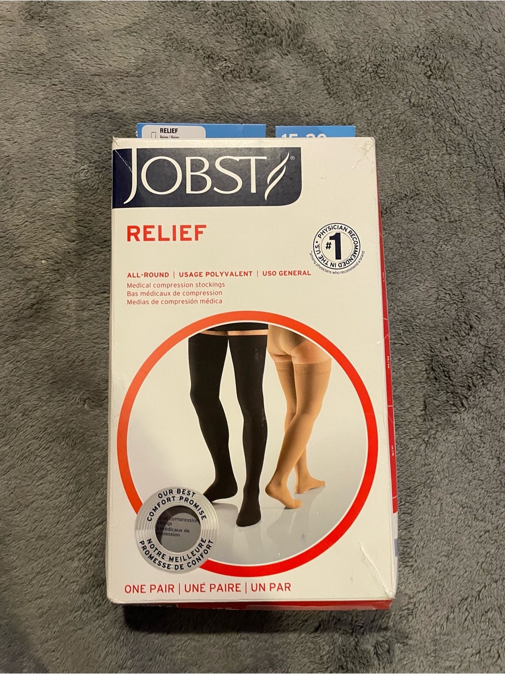 JOBST Relief Thigh High Compression Stockings 15-30mmHg Unisex Size XL Beige - Picture 9 of 13